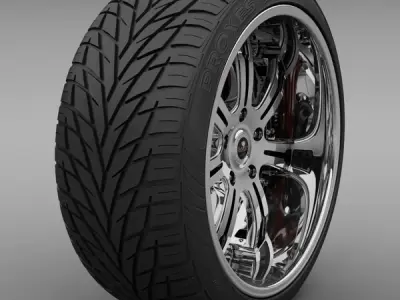 Savini Forged SV-24S Wheel and Tire 3D model