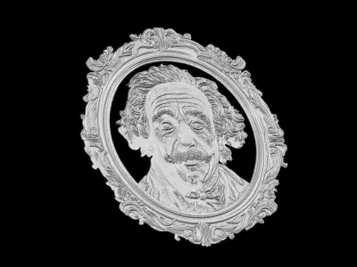 Decorative Einstein Portrait Relief 3D print model