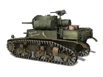 M3A1 Light Tank Stuart - Death-Hell and Destruction 3D model
