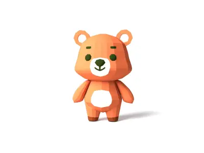 Character B100 Bear Cute Low-poly 3D model