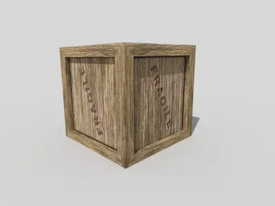 low poly wooden box Low-poly 3D model
