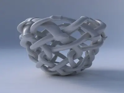 Bowl cylindrical with interlacing soft edged lattice and ribb... 3D model