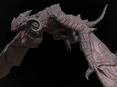 Hell Wyvern - Infernal Dragon Low-poly 3D model