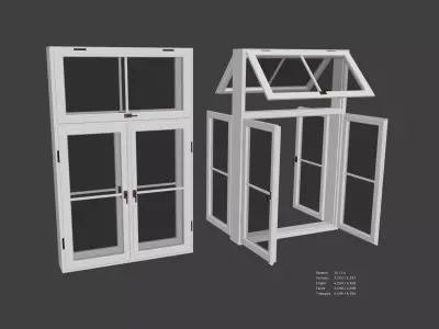 Classic wooden window Free low-poly 3D model