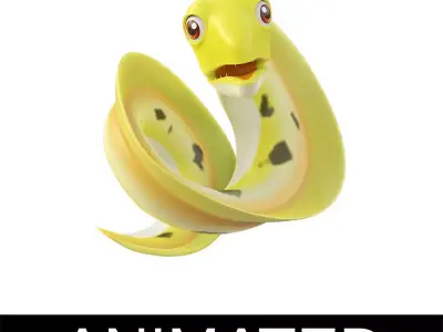 Morey Eel Fish Cartoon Animated Low-poly 3D model
