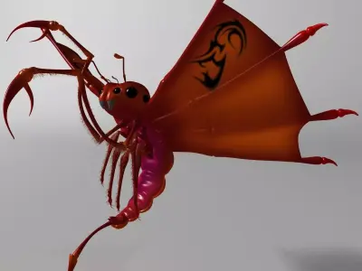 Flying scorpion Rigged Low-poly 3D model