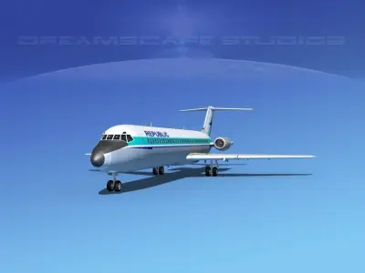 Douglas DC-9-40 Republic Airlines 3D model