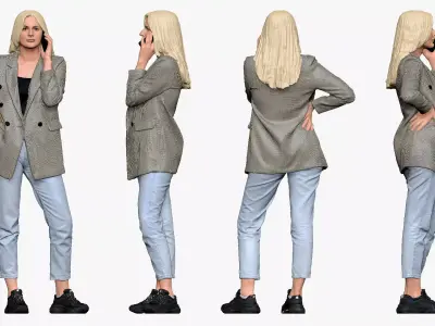 001507 girl with the phone 3D model