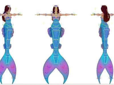 GameReady 3D Mermaid Model with Rig  Low-poly 3D model