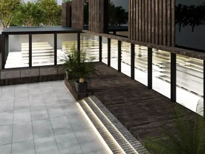 Modern Small Scale Shopping Mall Exterior Market  3D model