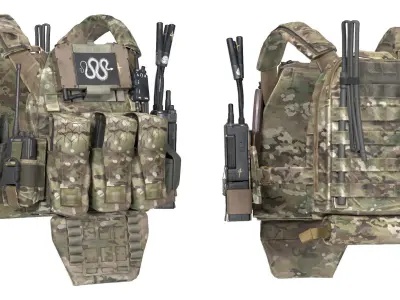 MILITARY TBAS V5 Plate Carrier Vest Low-poly 3D model