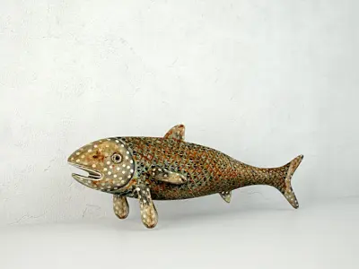 Vintage Painted Wood Fish 1 3D model