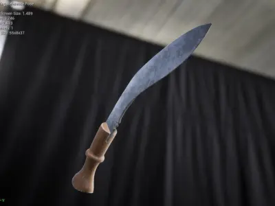 Knife with wooden handle Low-poly 3D model