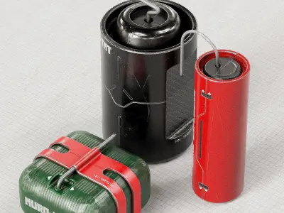 Sci-fi Bombs PBR Low-poly 3D model