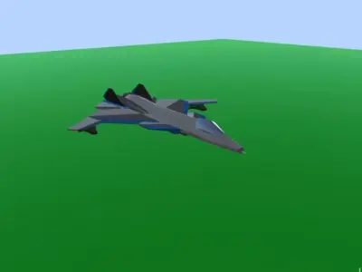 Zet 3d model lowpoly fighter jet flying in space Low-poly 3D model