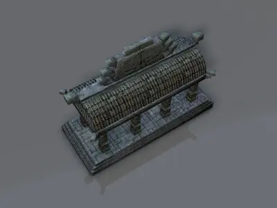 Low Poly Aztec small temple Low-poly 3D model