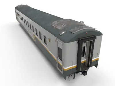 Carriage passenger train Low-poly 3D model