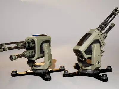 Modular turret Low-poly 3D model