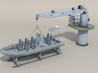 RHIB with Davit 3D model