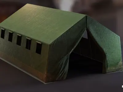Military Base Tent PBR Low-poly 3D model