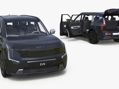 KIA EV9 Luxury SUV Black Rigged 3D model