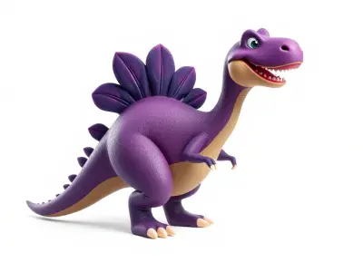 Cartoon Purple Dinosaur Model Pack with Spikes Low-poly 3D model