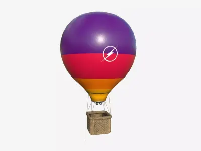 Balloon Hot Air 05 Colored Purple - Aircraft Cartoon Low-poly 3D model