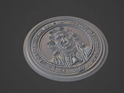 Isaac Newton Medallion 3D print model