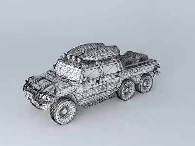 Modified Hummer H2 6x6 Dakar support truck Free 3D model