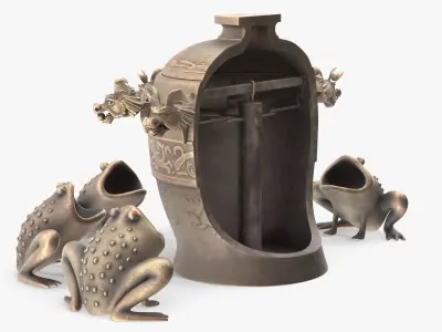 Ancient Chinese Seismograph Cutaway View 3D model