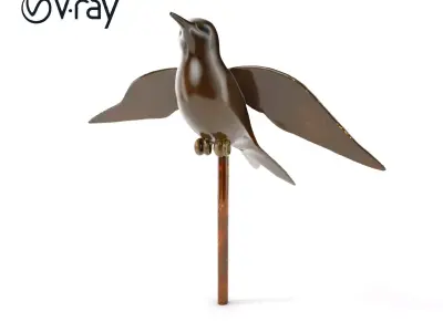Metallic Bird Sculpture Model Pack for Creative Projects Low-poly 3D model