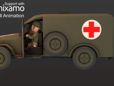 WW2 US Medic Low-poly 3D model