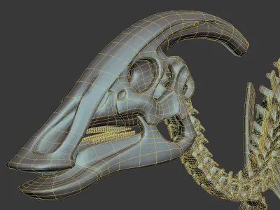 Parasaurolophus skeleton Low-poly 3D model