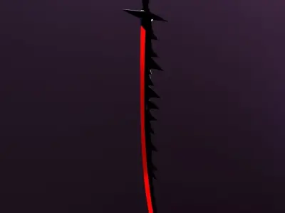RED thorn sword Low-poly 3D model