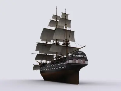 Sailing warship Low-poly 3D model