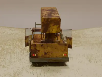 Battle Pick Up Truck Car with Weapon Rocket 3D Game model Low-poly 3D model