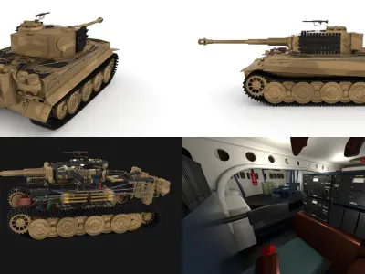 Panzer Tiger Tank Late 1944 v1 with interior 3D model