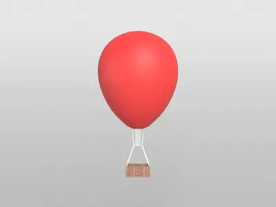 Hot Air Balloon v1 003 Low-poly 3D model