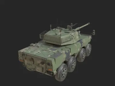 4 coatings of PLA Army ZTL11 ZTL-11 105mm wheeled Tank Destroyer Low-poly 3D model