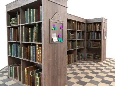 Old Bookshelf Low-poly 3D model