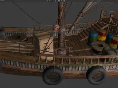 Arabian Dhow Ship Low-poly 3D model