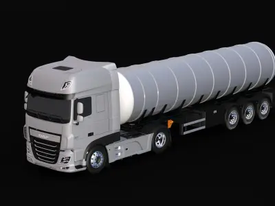 2018 DAF 106 XF EURO 6 4X2 Tank Trailer Low-poly 3D model