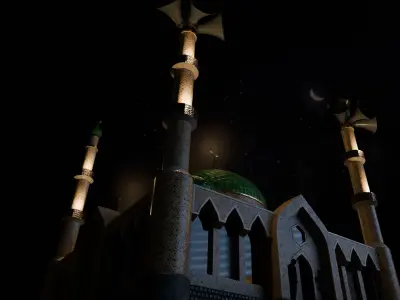 Masjid Nabawi 3d Model Free low-poly 3D model