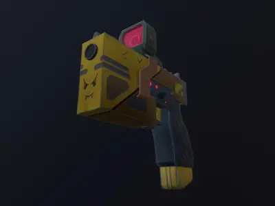 Stylized Gun Low-poly 3D model 3