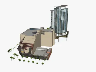 Nexus Towers and The Gold Coast Institute of TAFE Low-poly 3D model