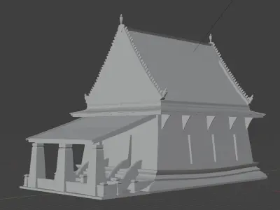 Ancient-thai temple Low-poly 3D model