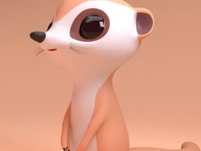 Cute meerkats Low-poly 3D model