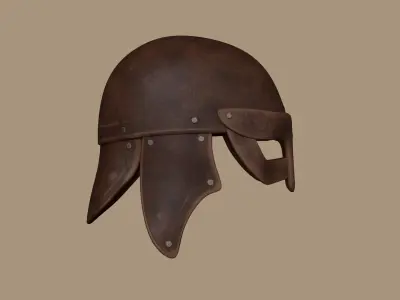 Leather Helmet - Medieval Character Design Low-poly 3D model