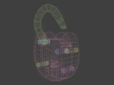 Metal Padlock with Keyhole Low-poly 3D model