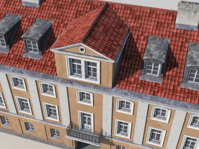 Classic building facade 02 Low-poly 3D model